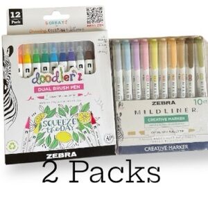 ZEBRA Pens Markers Lot of 2 TOTAL 22 Pens
